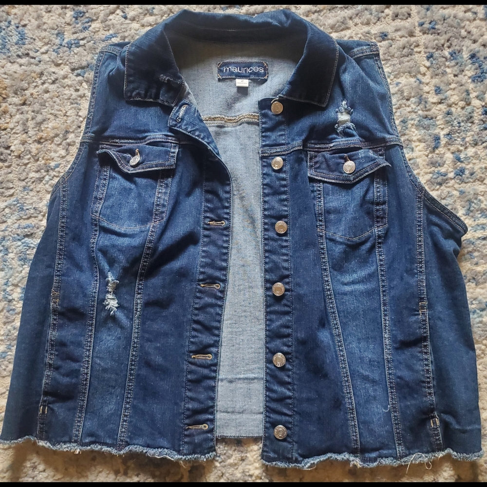 Maurices Distressed Denim Vest